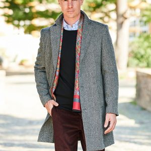 Harris Tweed Overjas “Barney” In Black Herringbone